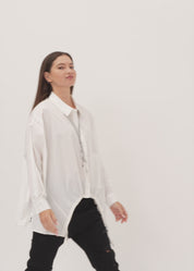 חולצה מכופתרת שרוך כיווץ חום