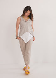 גופייה עם חצי כפתרה ורוד פוקסיה