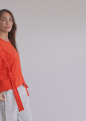 חולצה שרוול קצר סרט בצד ירוק בהיר