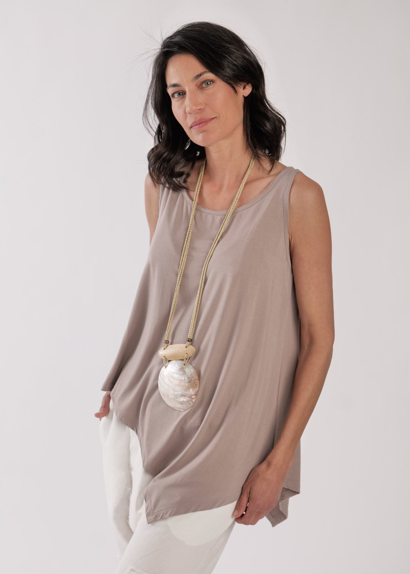 Back and forth front and back beige tank top