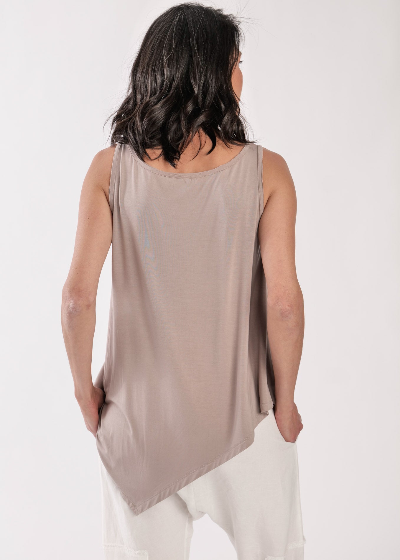 Back and forth front and back beige tank top