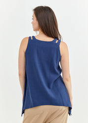Tank top with dark blue drawstring