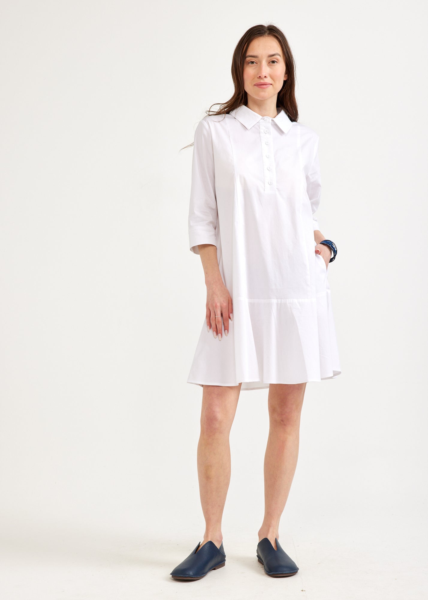 White island cut half button dress