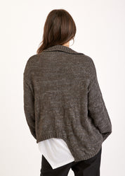 עליונית סריג  עם רוכסן אפור כהה