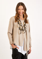 Beige three-button asymmetric top