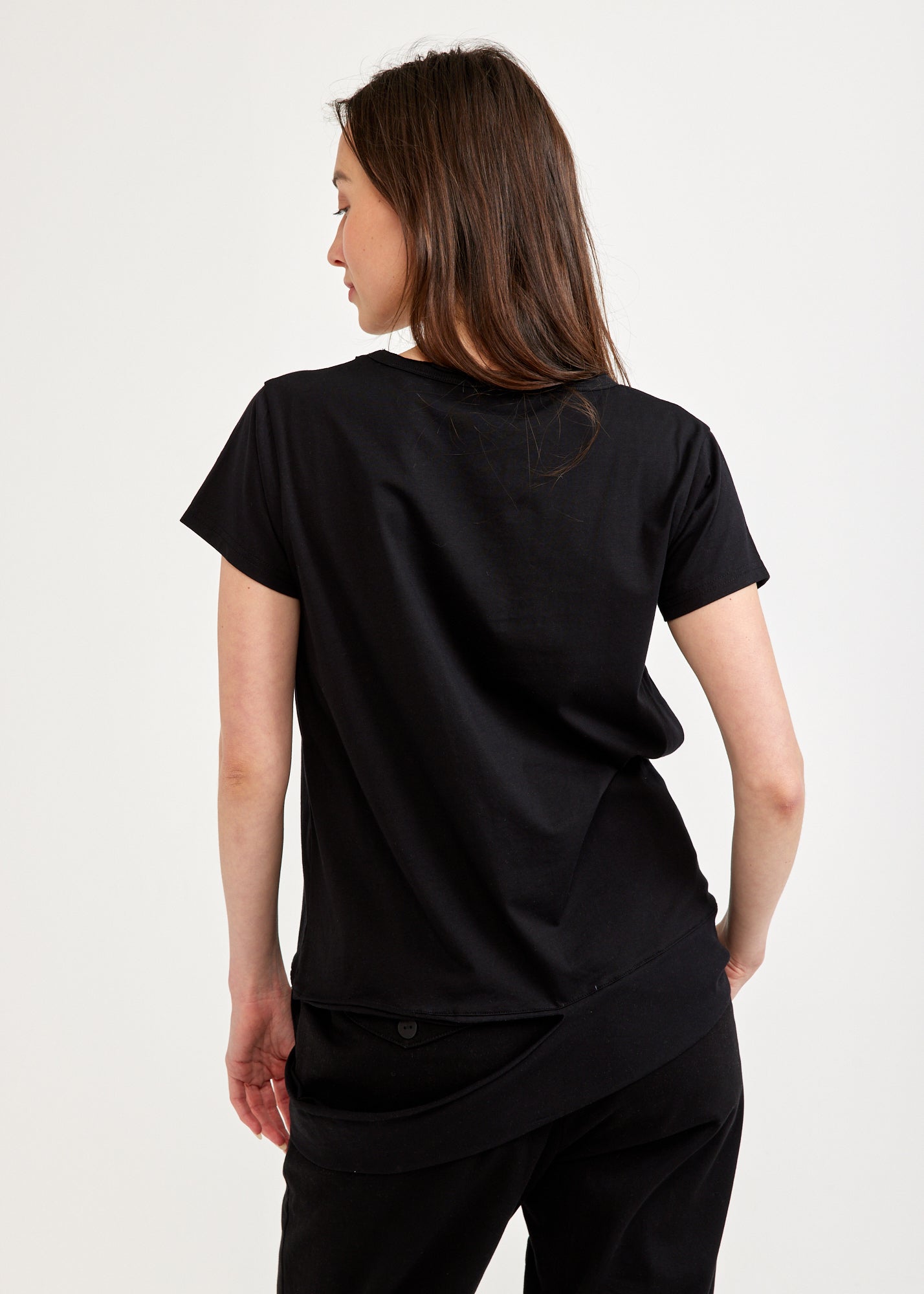 Black short sleeve shirt with cut down