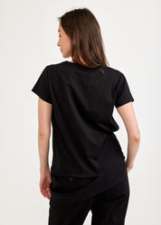 Black short sleeve shirt with cut down