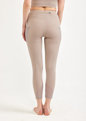 טייץ שילוב רשת ורוכסן אחורי בז'