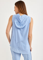 גופייה תיפורים אלכסוניים שילוב רשת כחול בהיר