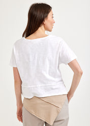 White shirt with rectangular cuts