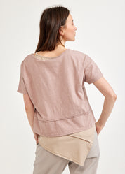 Shirt with pink rectangular cuts
