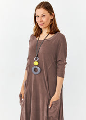 שמלה שילוב ריב צביעת ווש חום