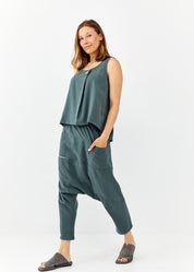 מכנסיים שקי כיסים שילב צבע ירוק