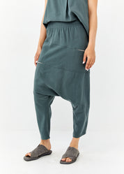 מכנסיים שקי כיסים שילב צבע ירוק