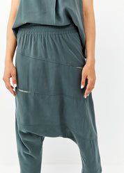 מכנסיים שקי כיסים שילב צבע ירוק