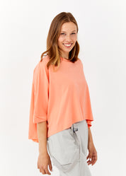 Short sleeve shirt with twisted orange ending