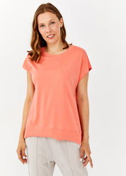 חולצה שרוול קצר סיומת מנגט כתום