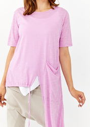 חולצה שרוול קצר אסימטרית צד ארוך סגול