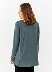 חולצה שרוול ארוך וצווארון וי בד סלאב ירוק