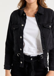 גקט גינס כפתרה ארוכה שחור ווש