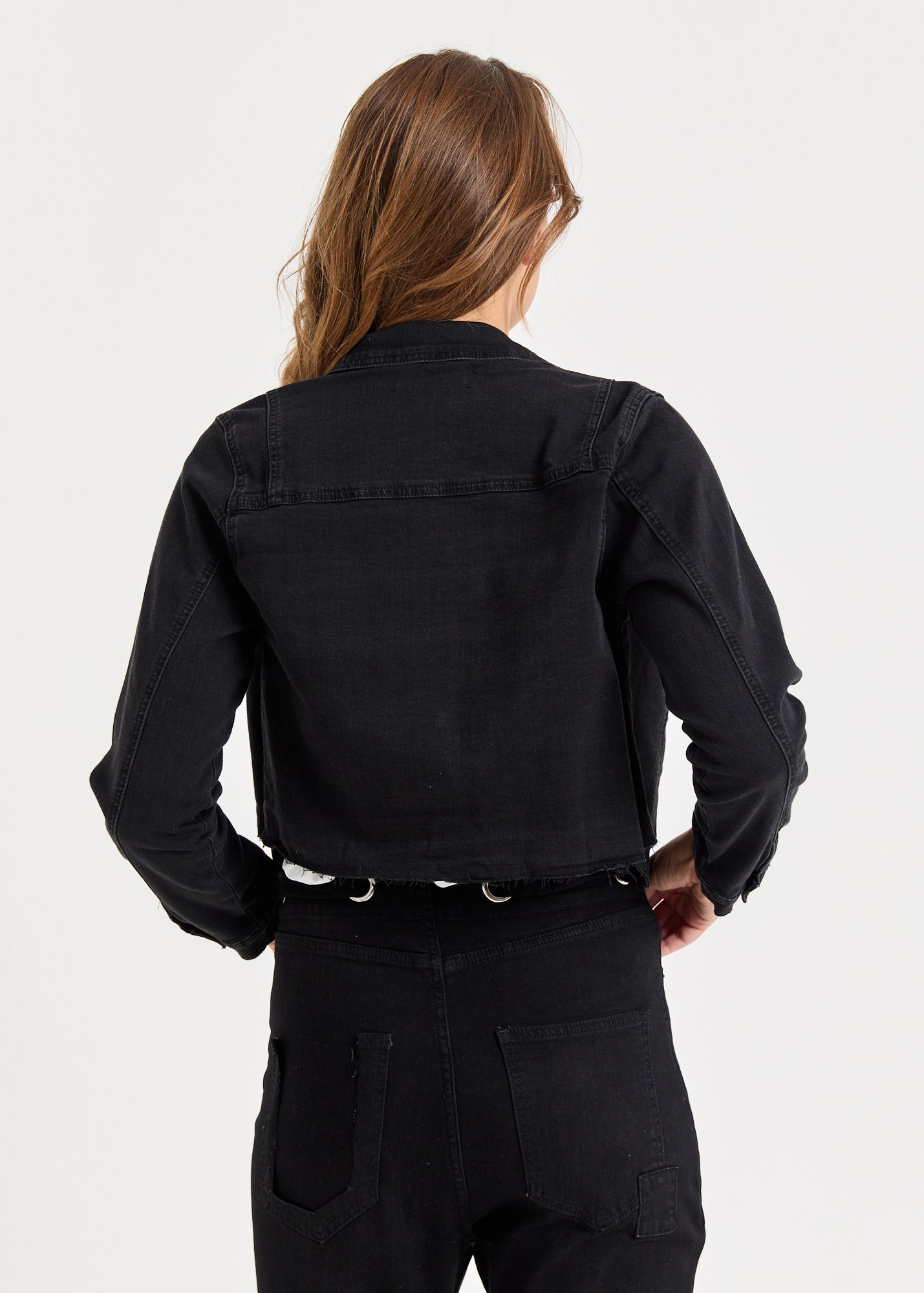 גקט גינס כפתרה ארוכה שחור ווש