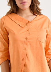 חולצה מכופתרת מפתח אסימטרי כתום
