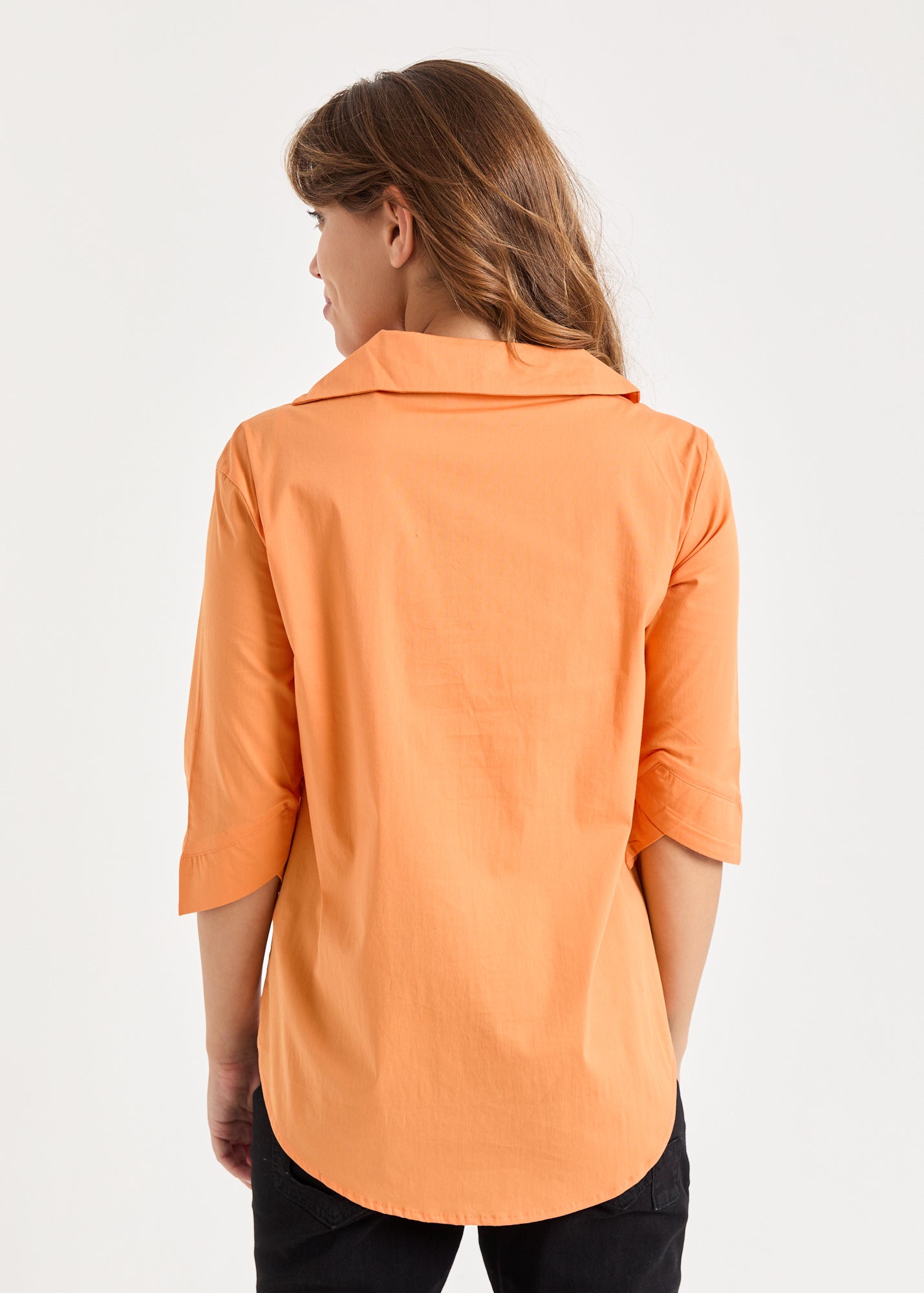 חולצה מכופתרת מפתח אסימטרי כתום