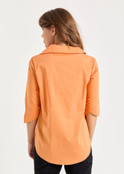 חולצה מכופתרת מפתח אסימטרי כתום