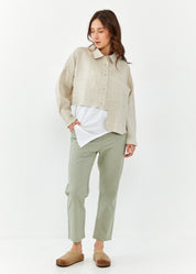 מכופתרת פשתן עם כיס תלוי בז