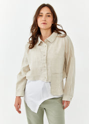 מכופתרת פשתן עם כיס תלוי בז