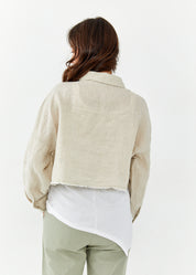 מכופתרת פשתן עם כיס תלוי בז