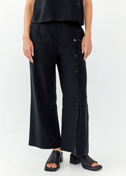 מכנסיים רגל ישרה כפתורים שחור