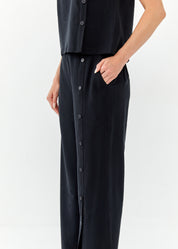 מכנסיים רגל ישרה כפתורים שחור