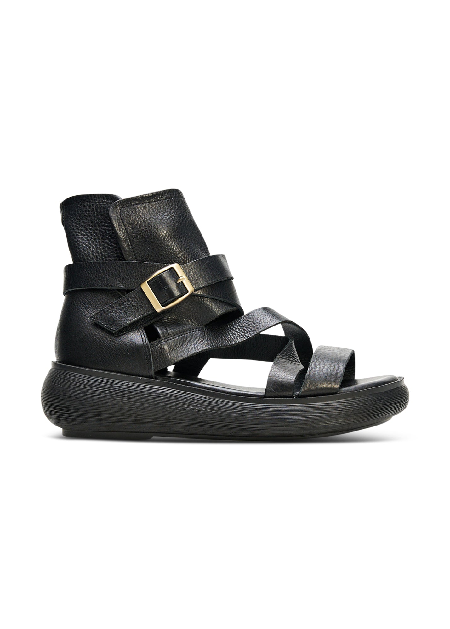 High leather sandals with black straps