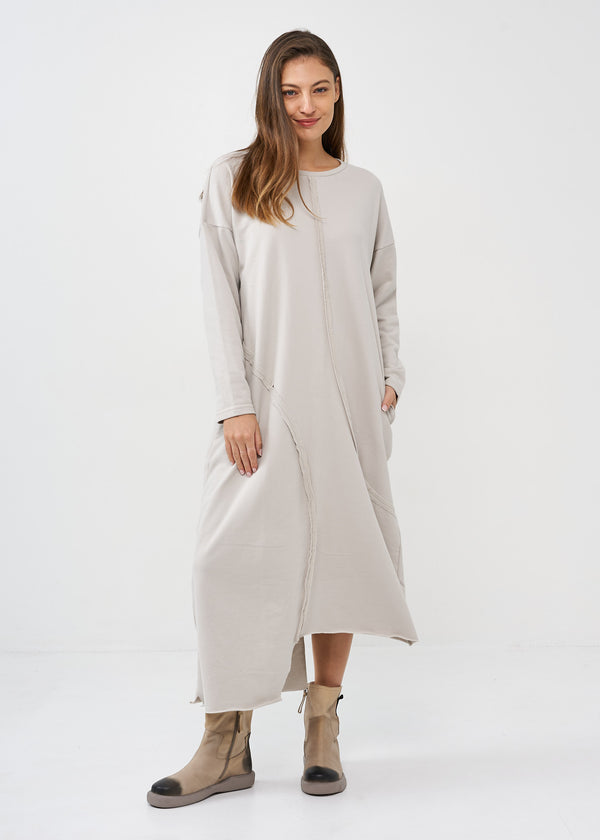 שמלה שרוול ארוך תפרים חיצוניים סטון