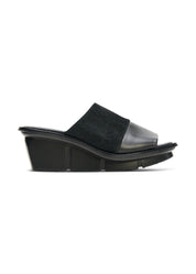 Black leather combination platform heels