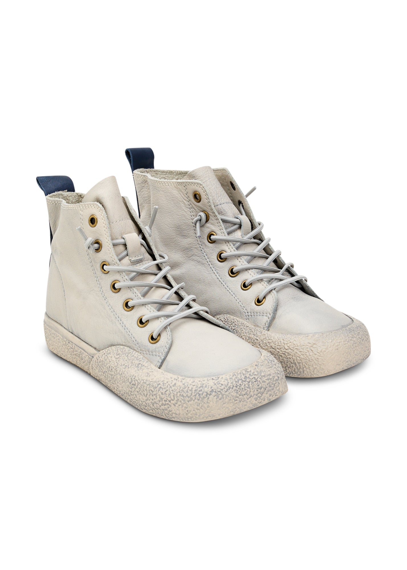 נעלי עור גבוהות עם שרוכים שילוב צבע סטון