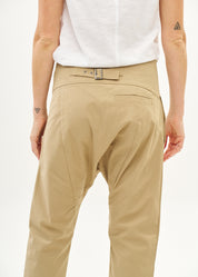 מכנסיים עם כפתורים חגורה מקופלת חום