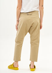 מכנסיים עם כפתורים חגורה מקופלת חום