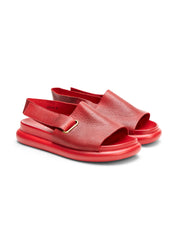 Comfort leather sandals with back strap and red Ibex