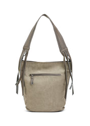 תיק עור וקנבס באקט רצועה מתכווננת אפור