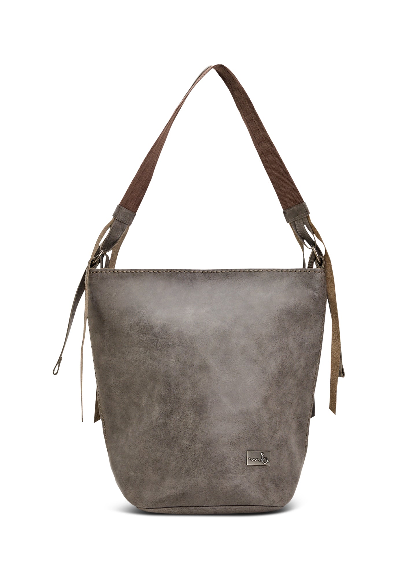 תיק עור באקט רצועה מתכווננת אפור