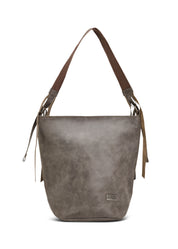 תיק עור באקט רצועה מתכווננת אפור