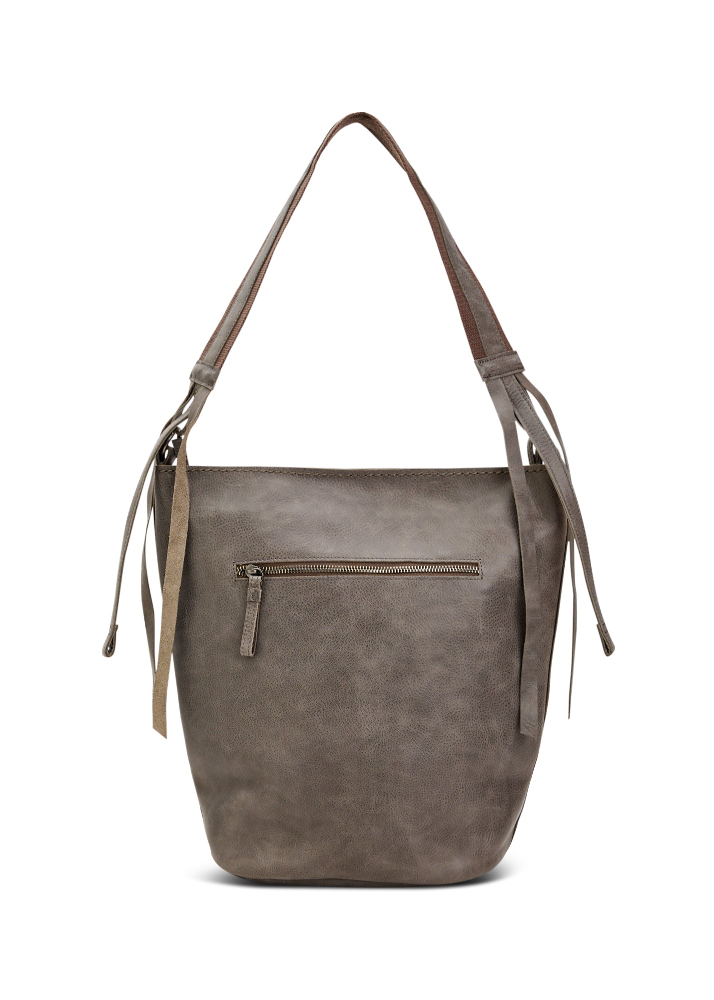 תיק עור באקט רצועה מתכווננת אפור