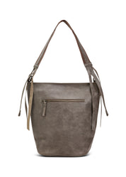 תיק עור באקט רצועה מתכווננת אפור