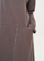 שמלה שרוול ארוך גולף ורוכסן אפור כהה