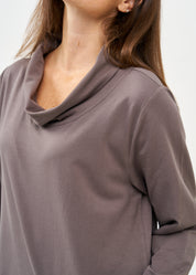 שמלה שרוול ארוך גולף ורוכסן אפור כהה