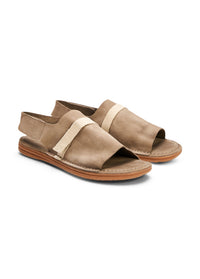 Brown top stripe flat leather comfort sandals - 36