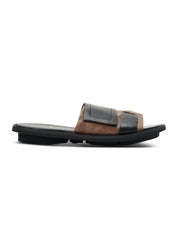 Women's Leather Sandals with Black Color Combination Strap