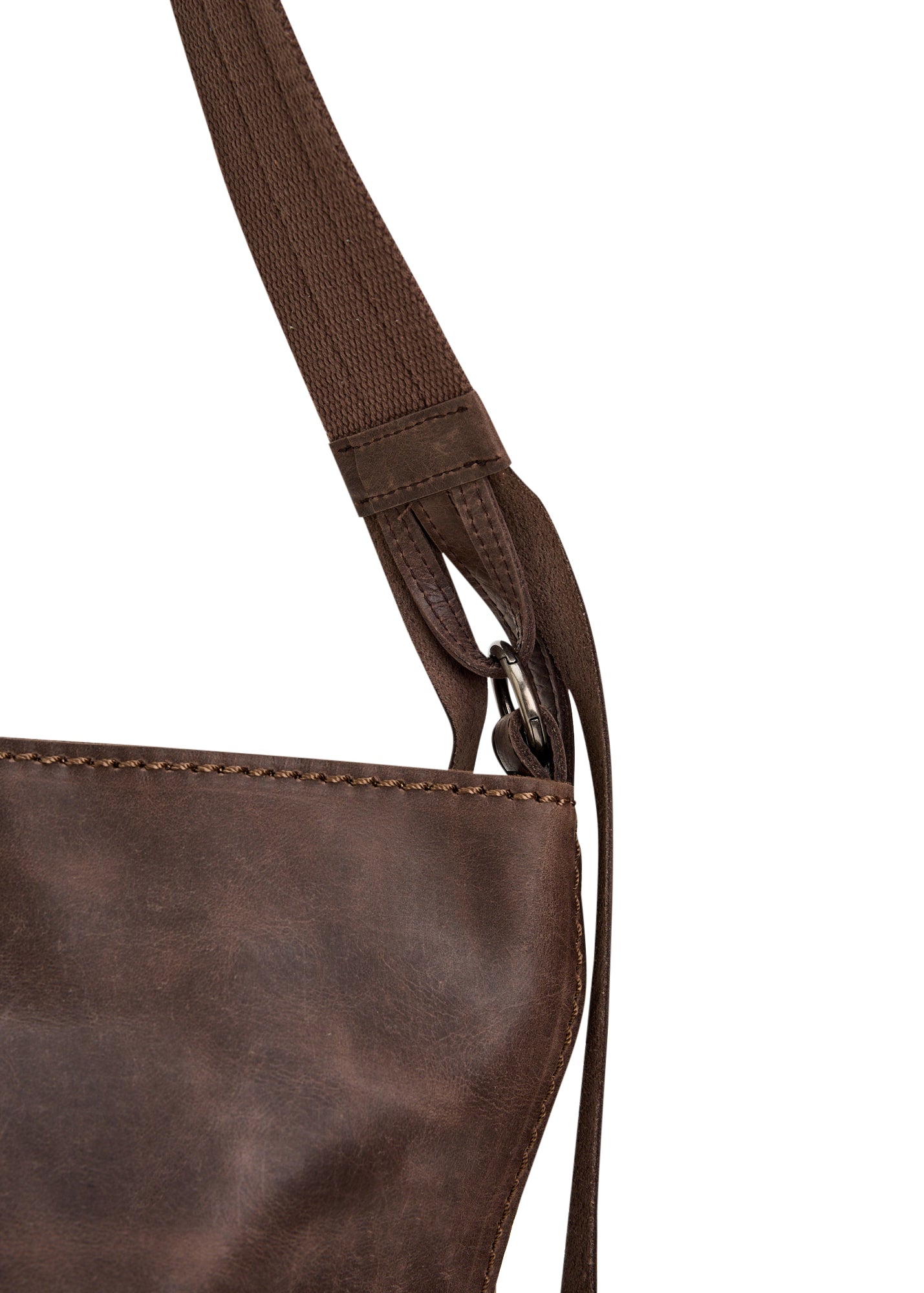 תיק עור וקנבס באקט רצועה מתכווננת חום